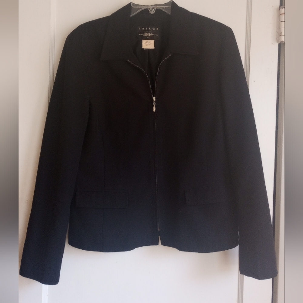 Tailor B. Moss Black Zip-Front Jacket, Size 12